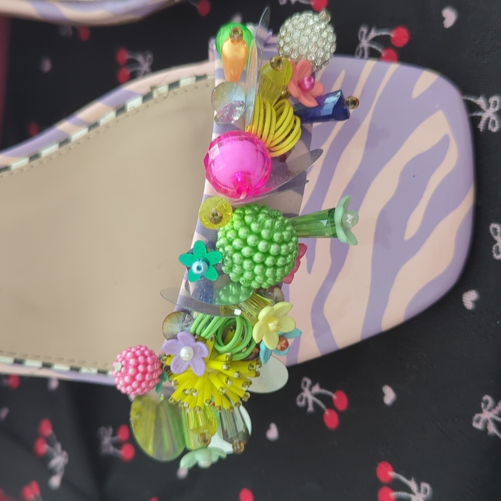 Betsey Johnson Beaded Sparkly Ankle Strap Heels Size 10 - Picture 10 of 12